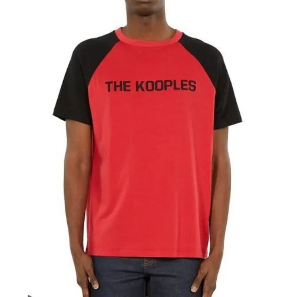 The Kooples Men's Shirt Tee T-Shirt Raglan Sleeve Red Black Logo Medium NEW